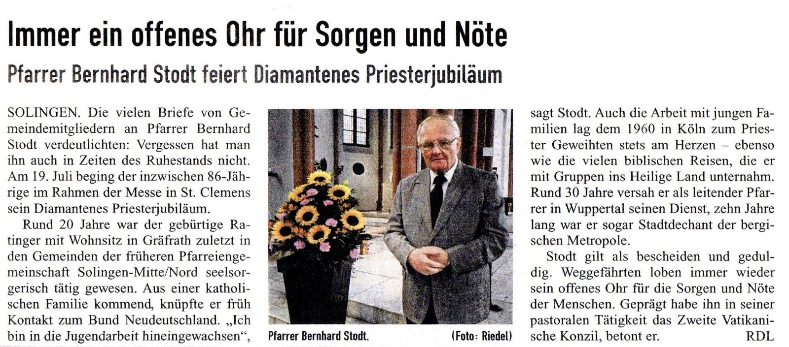 Priesterjubiläum B. Stodt (c) Kirchenzeitung im Erzbistum Köln