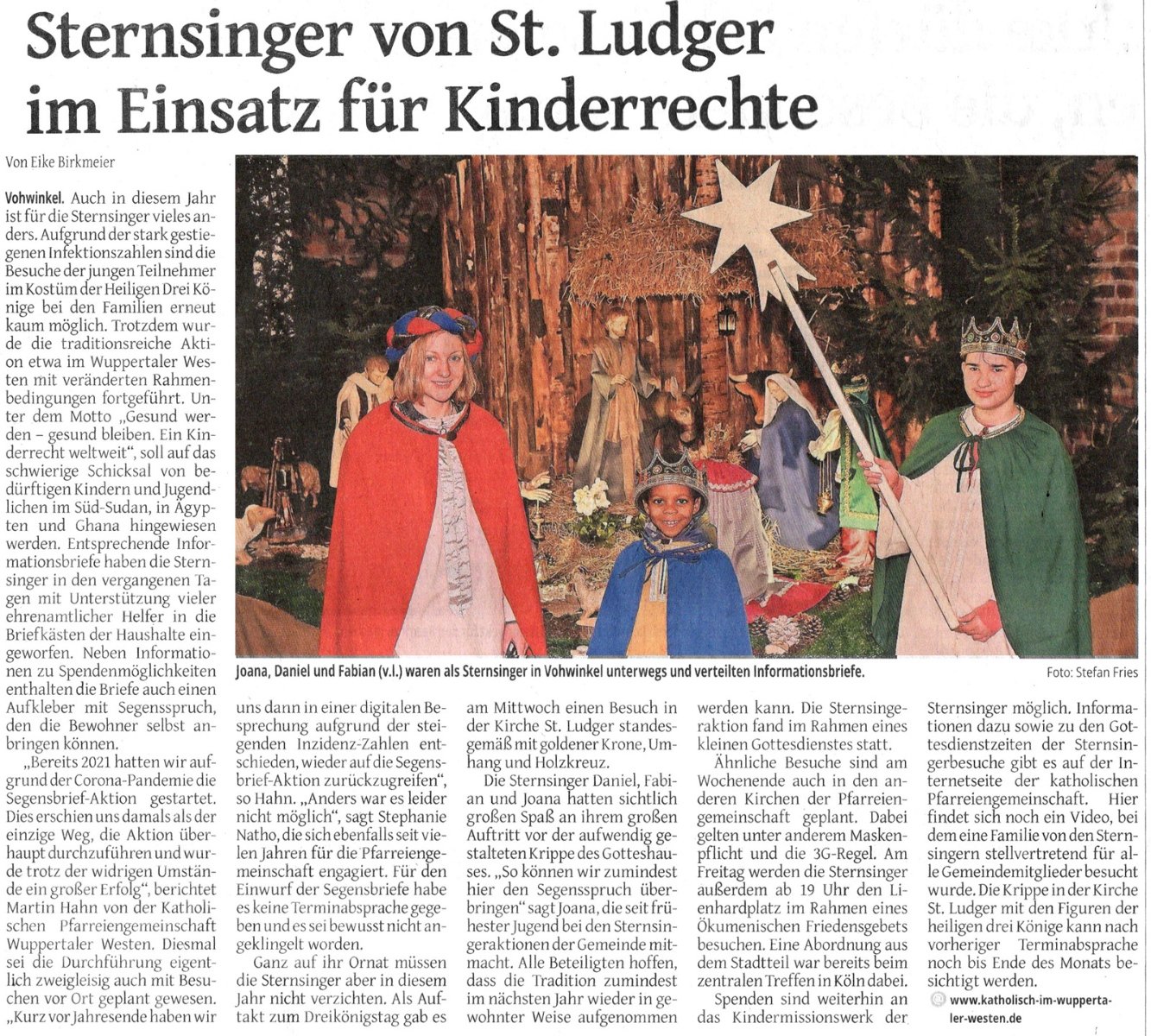 Presse Sternsinger 06 01 2022 Farbe (c) WZ Wuppertal