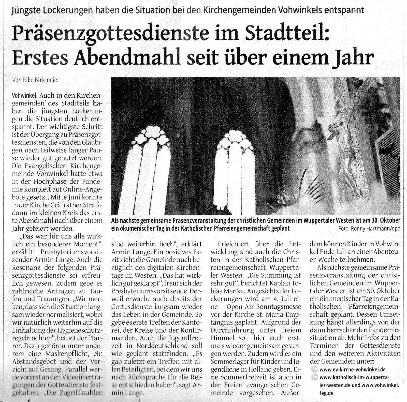 Artikel vom 29. 6. 2021 (c) WZ Wuppertal