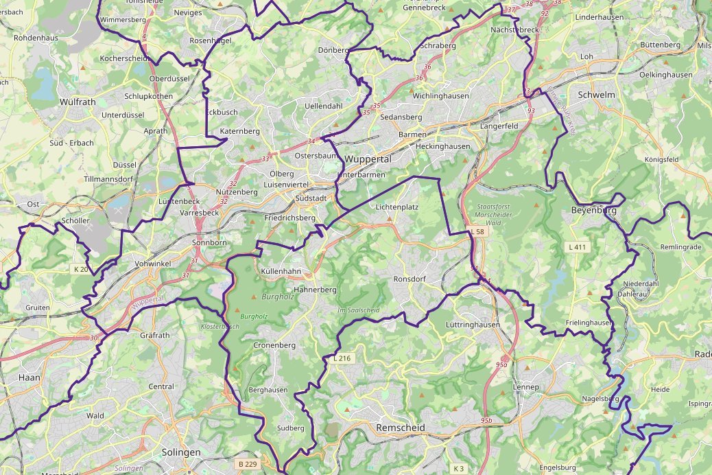 Karte der Pastoralen Einheiten in Wuppertal (c) www.zusammenfinden.koeln