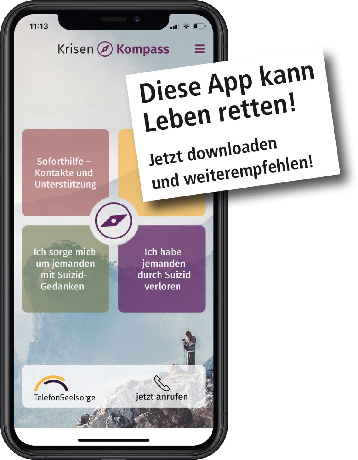 Krisenkompass-App (c) Telefonseelsorge